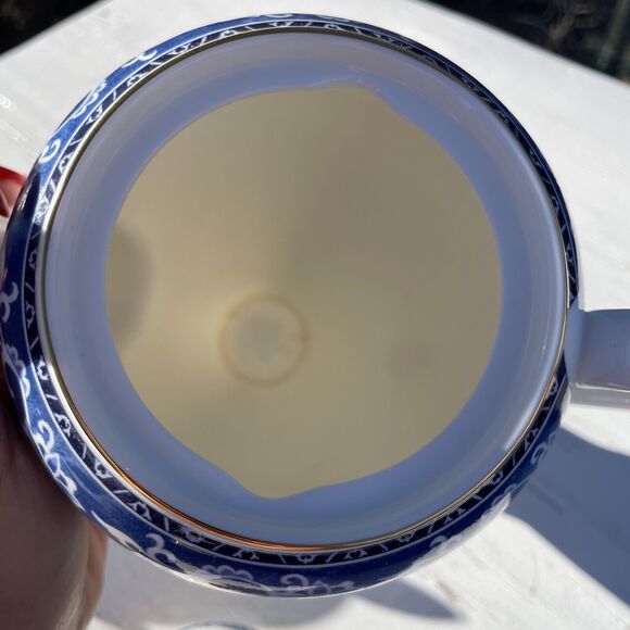 Wedgwood Blue Bokhara Coffee Pot with Gold Trim Sugar Bowl Creamer Set service - Picture 15 of 16